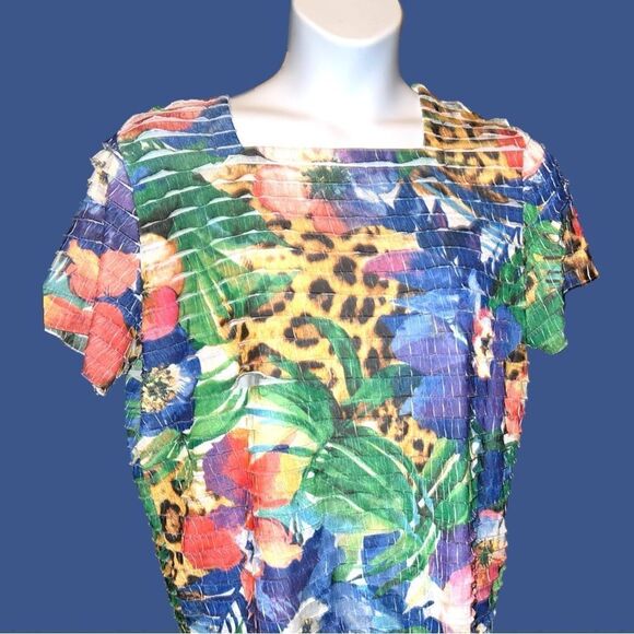 Alfred Dunner multi layered floral and animal print top! New - Picture 1 of 7